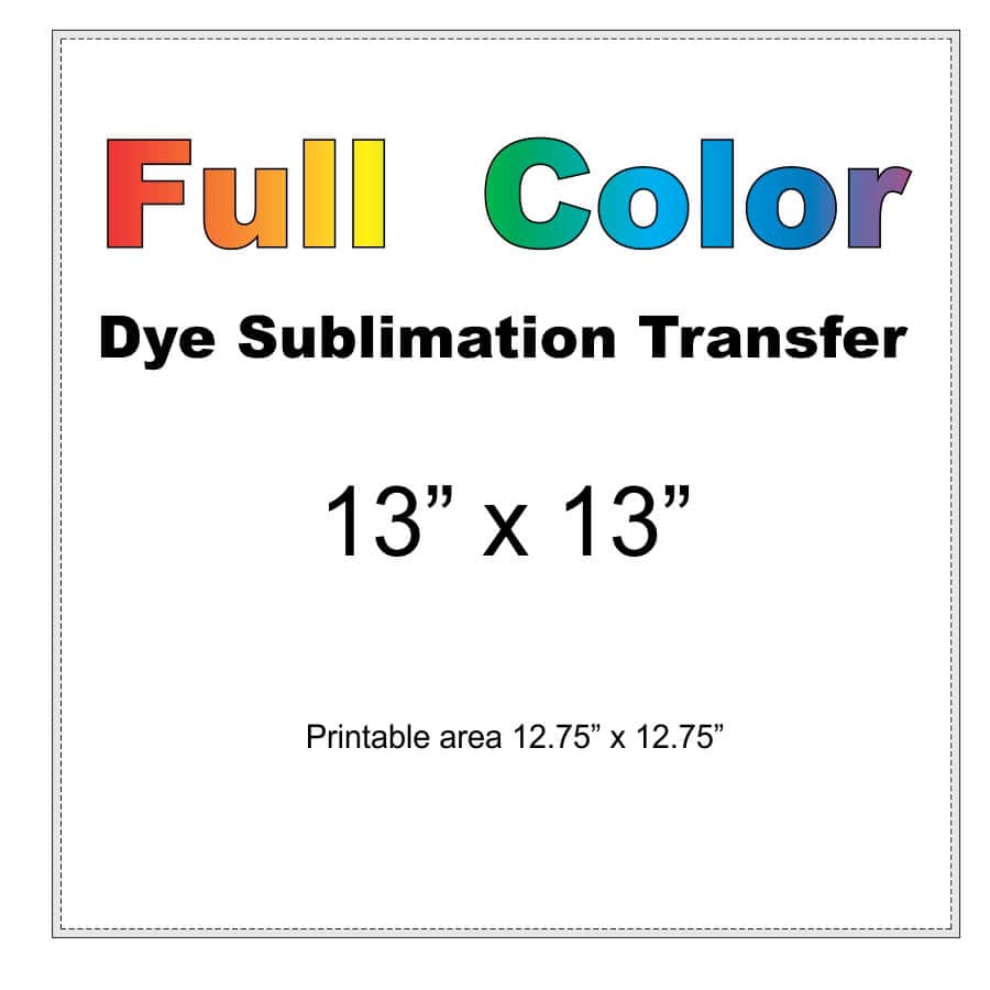 13 x 13 dye sublimation transfer